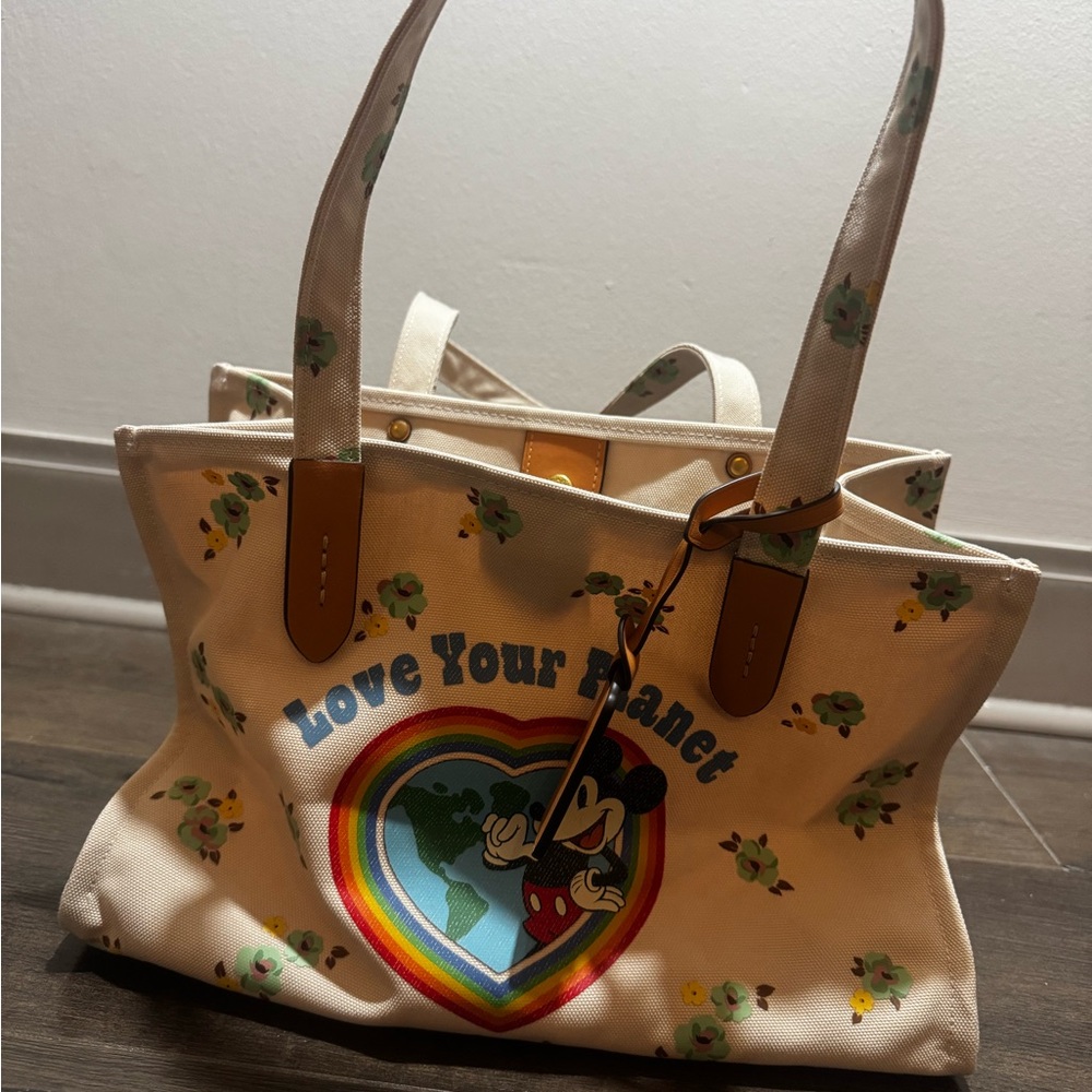Coach x Disney Cream and Brown Love Your Planet Tote - Picture 5 of 5